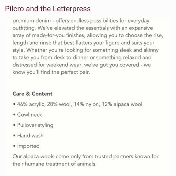 Pilcro ANTHRO Mustard Cowl Neck Long Sleeve Alpaca Wool Blend Yarn Sweater SMALL - Picture 10 of 10